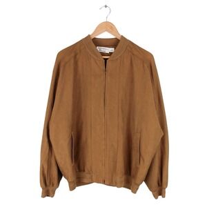 Vintage St. Croix Bomber Jacket Tan Microfiber Men's Full Zip Size Large